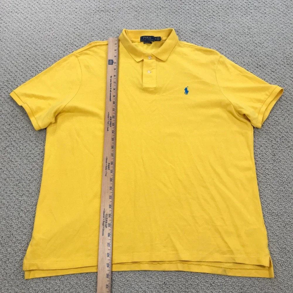 Polo Ralph Lauren Mens XL Classic Fit Yellow Cotton Pique Polo Blue Pony Logo